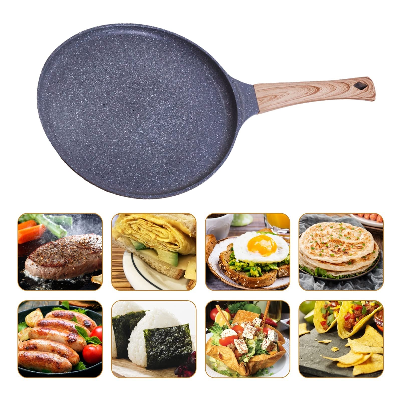 Nonstick 24cm Cast Aluminum Crepe Pan - Perfect for Pancakes, Eggs, Steak & More | Home Kitchen Essential for Breakfast & Cooking