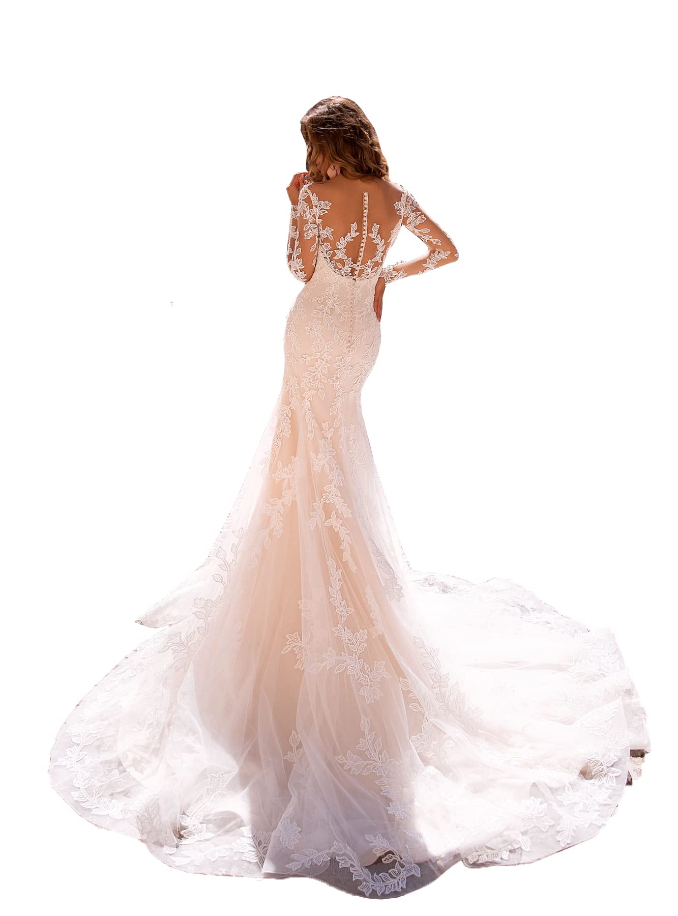 Clothfun Women's Lace Mermaid Beach Wedding Dress 2024 - Long Sleeve Bridal Gown for Bride | Perfect for Beach Weddings, Destination Ceremonies & Romantic Photos