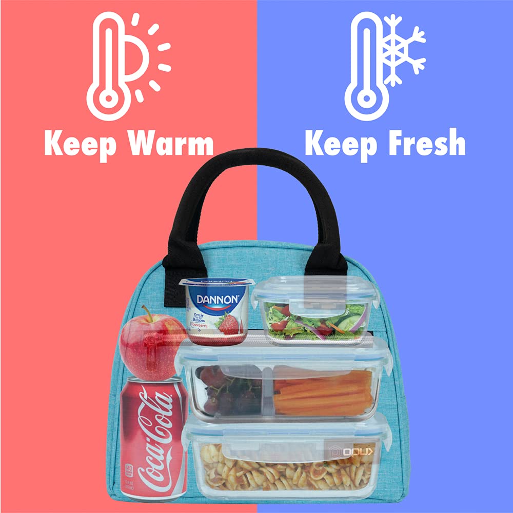 **Opux Insulated Lunch Box for Women & Kids - Reusable Thermal Lunch Bag for Work, School, Beach & Travel - Cute Soft Cooler Tote for Meal Prep & Food Storage - Teal Blue**    *Perfect for office lunches, school meals, picnics, and outdoor adventures!*