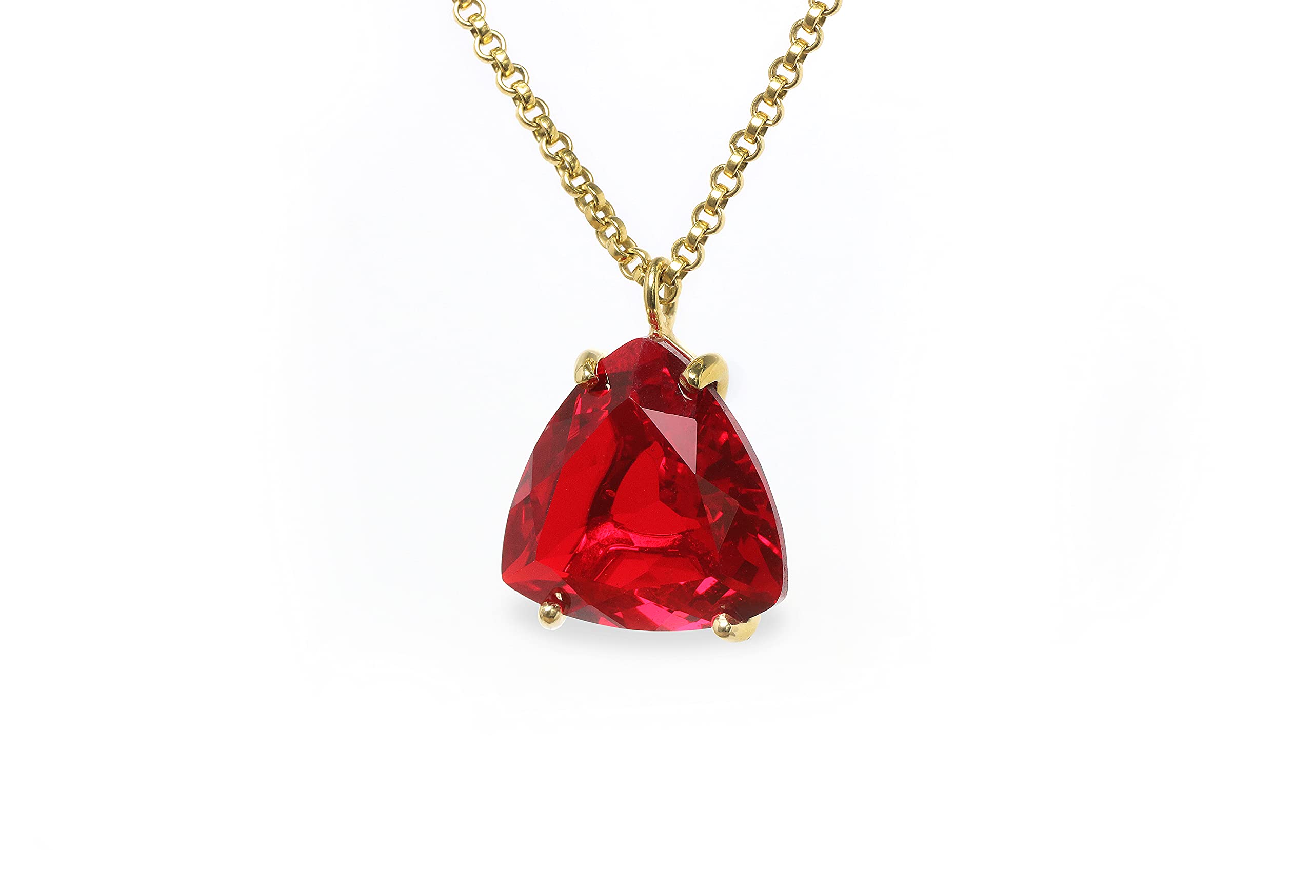 14k Yellow Gold Ruby Birthstone Necklace - Handcrafted Artisan Statement Jewelry for Women - Customizable Pendant & Chain - Perfect Gift for Birthday, Anniversary & Special Occasions