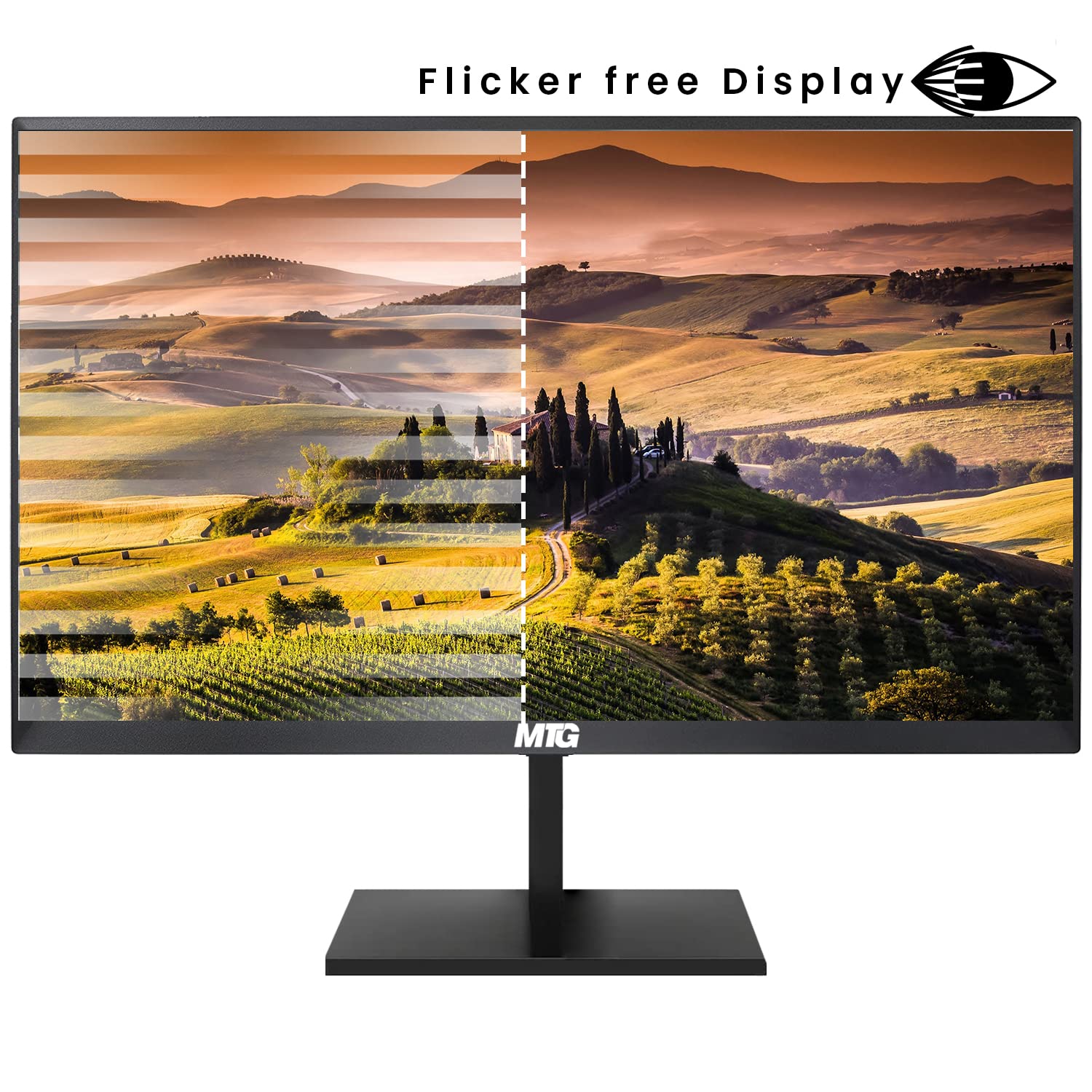 MTG 22 Inch 1080p Full HD LED Monitor - 75Hz Refresh Rate, 3ms Response Time, VESA Mountable, HDMI & VGA Ports, Ultra-Thin Bezel-Less Design with Built-in Webcam - Includes Wireless Keyboard & Mouse Combo for Home Office, Gaming, and Remote Work