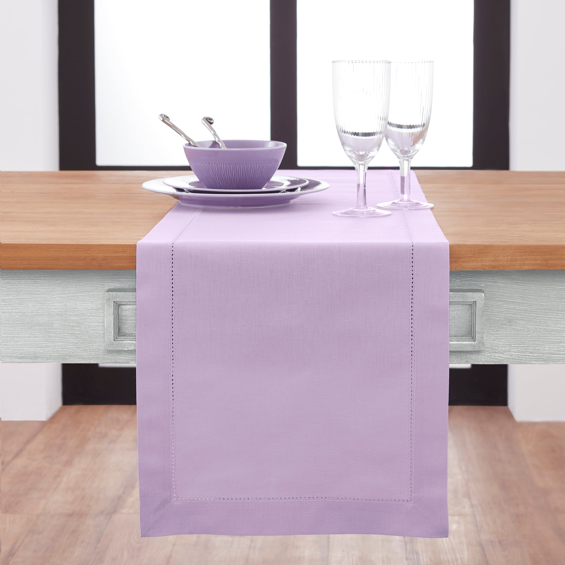Premium Cotton Linen Hemstitch Table Runner - Elegant Dining Table Decor for Weddings, Parties & Home Decor