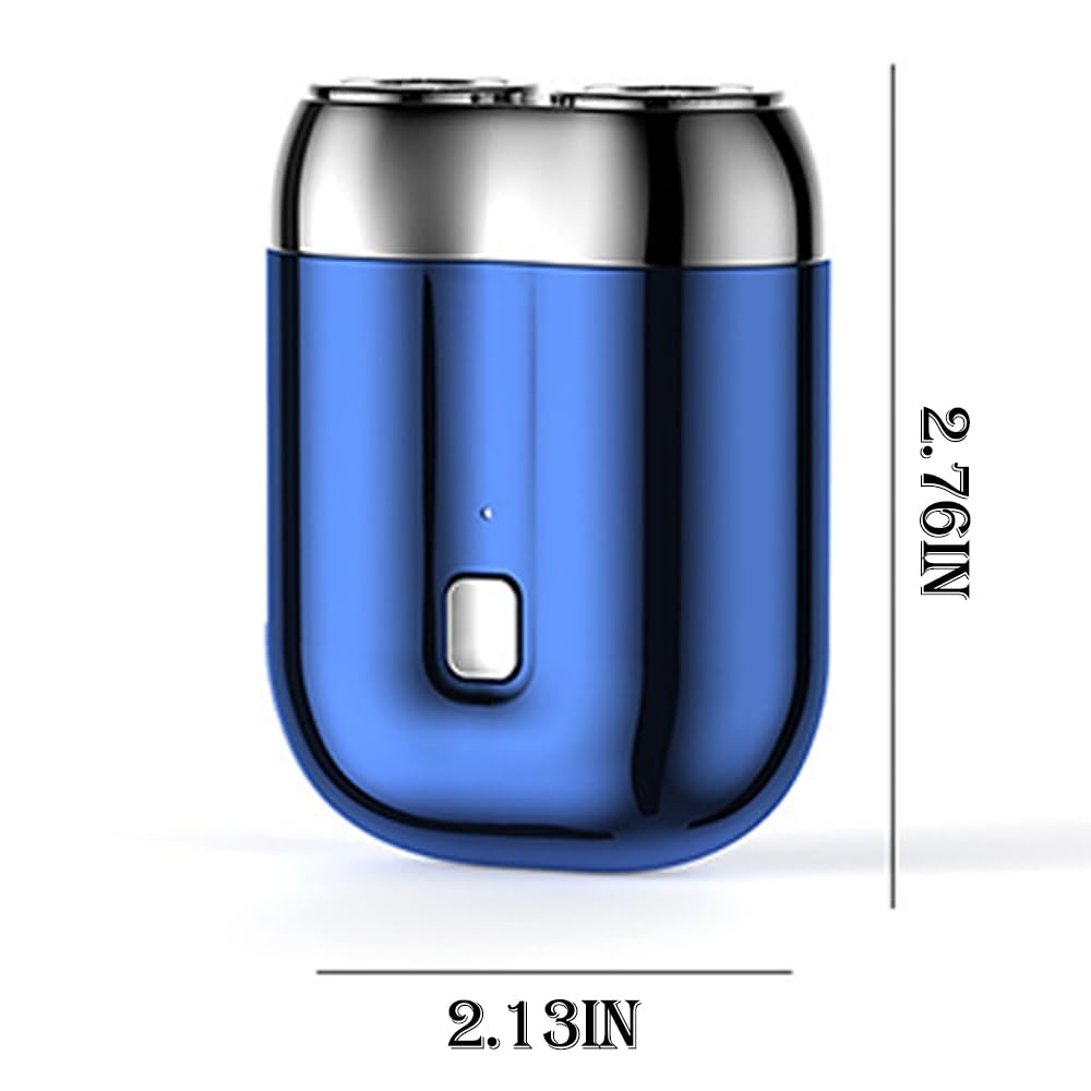 Quatreey Rechargeable Waterproof Electric Razor - Dual Head Wet/Dry Shaver for Men, Travel & Gym Use - Blue Pocket Shaver for Smooth Shaving Anywhere