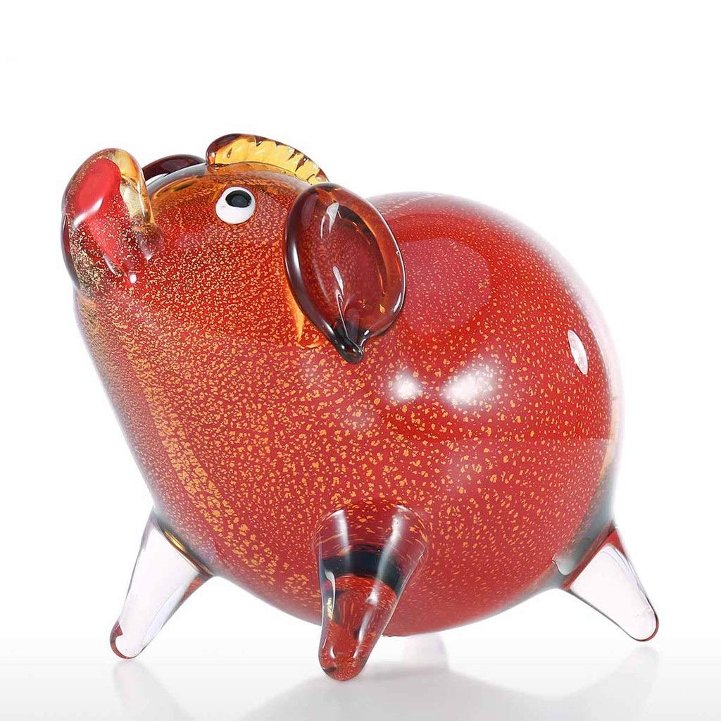 Hand Blown Glass Pig Figurine - Unique Animal Glass Art Craft, Lovely Collectible Pig Ornament for Home Decor | Perfect Gift for Collectors & Pig Lovers, Ideal for Shelf Display, Office Desk Decor, and Birthday Presents