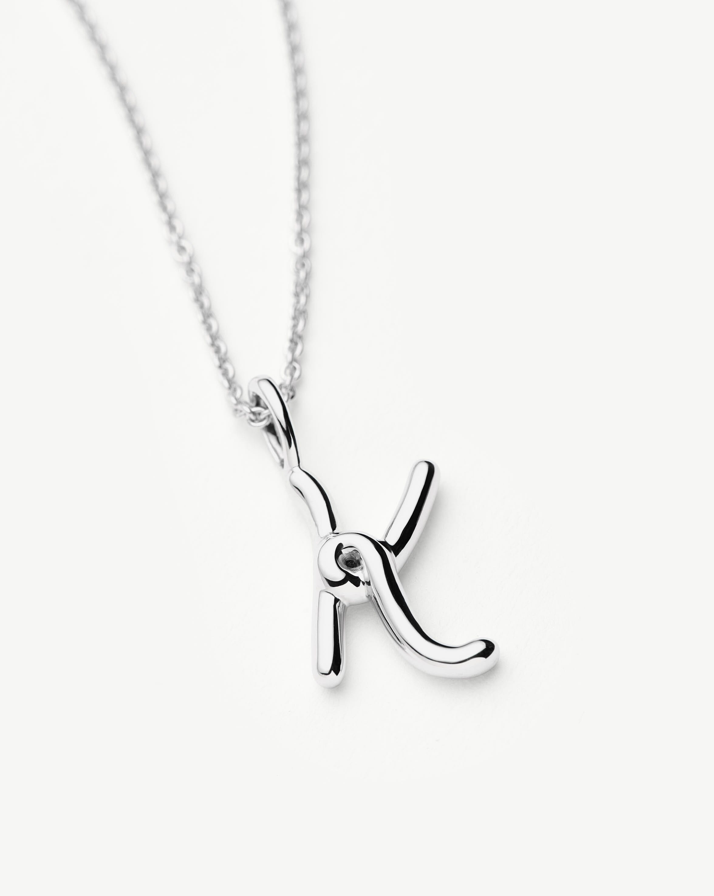 Curly Molten Mini Initial Necklace K | Sterling Silver Personalized Jewelry for Women | Gift for Her, Birthday, Anniversary, Valentine's Day
