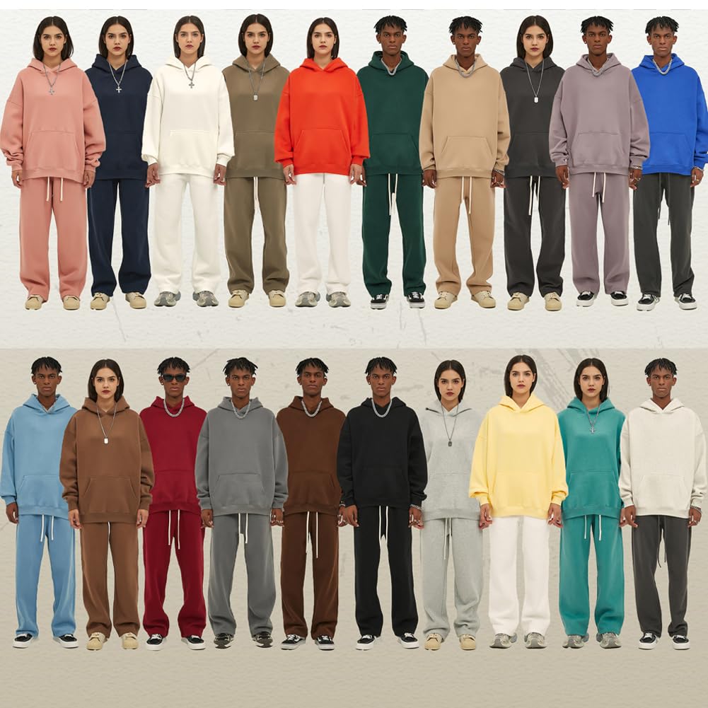 VFIVE UNFOUR 350gsm Thick Cotton Lined Hoodies for Men & Women - Winter Oversized Blank Pullover Sweatshirt - Warm Fleece Lined Hooded Sweatshirt for Cold Weather, Gym, Outdoor Activities