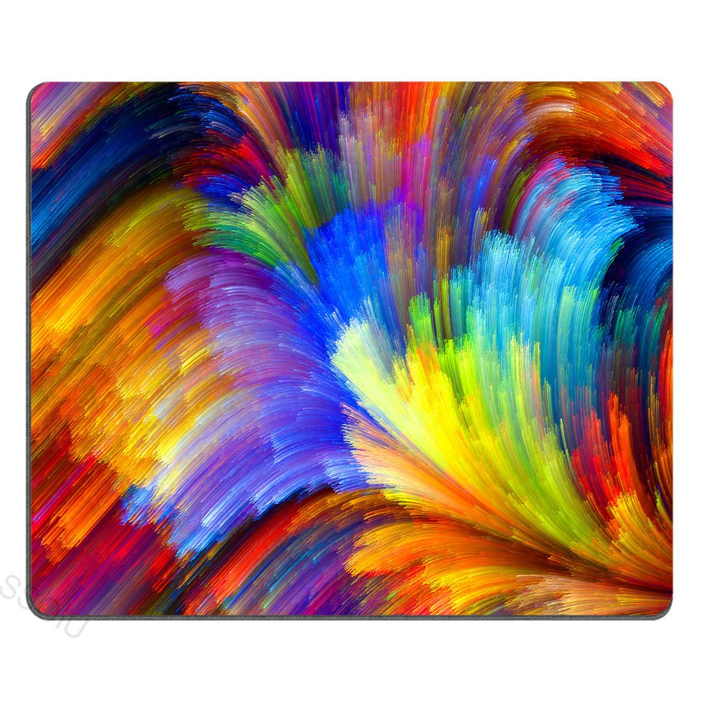 SSOIU Fractal Rainbow Ocean Mouse Pad - Colorful Non-Slip Gaming Mousepad (9.5
