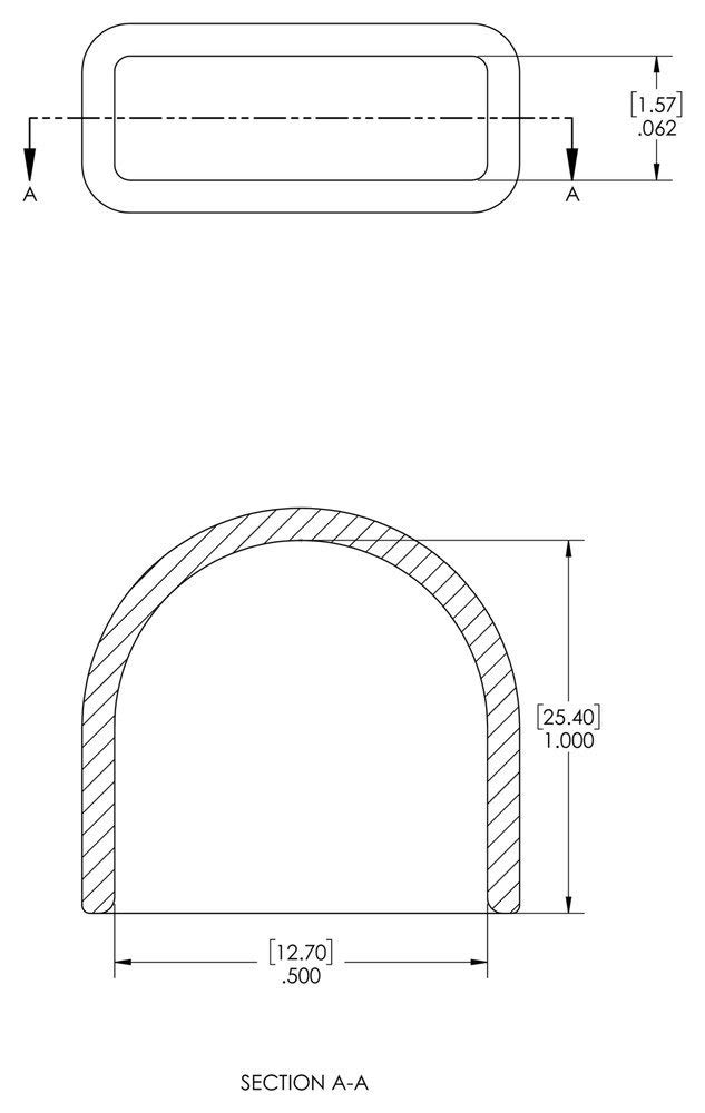 Caplugs 99190568 Black Vinyl Plastic Rectangular Round End Finishing Caps & Grips - 1.00