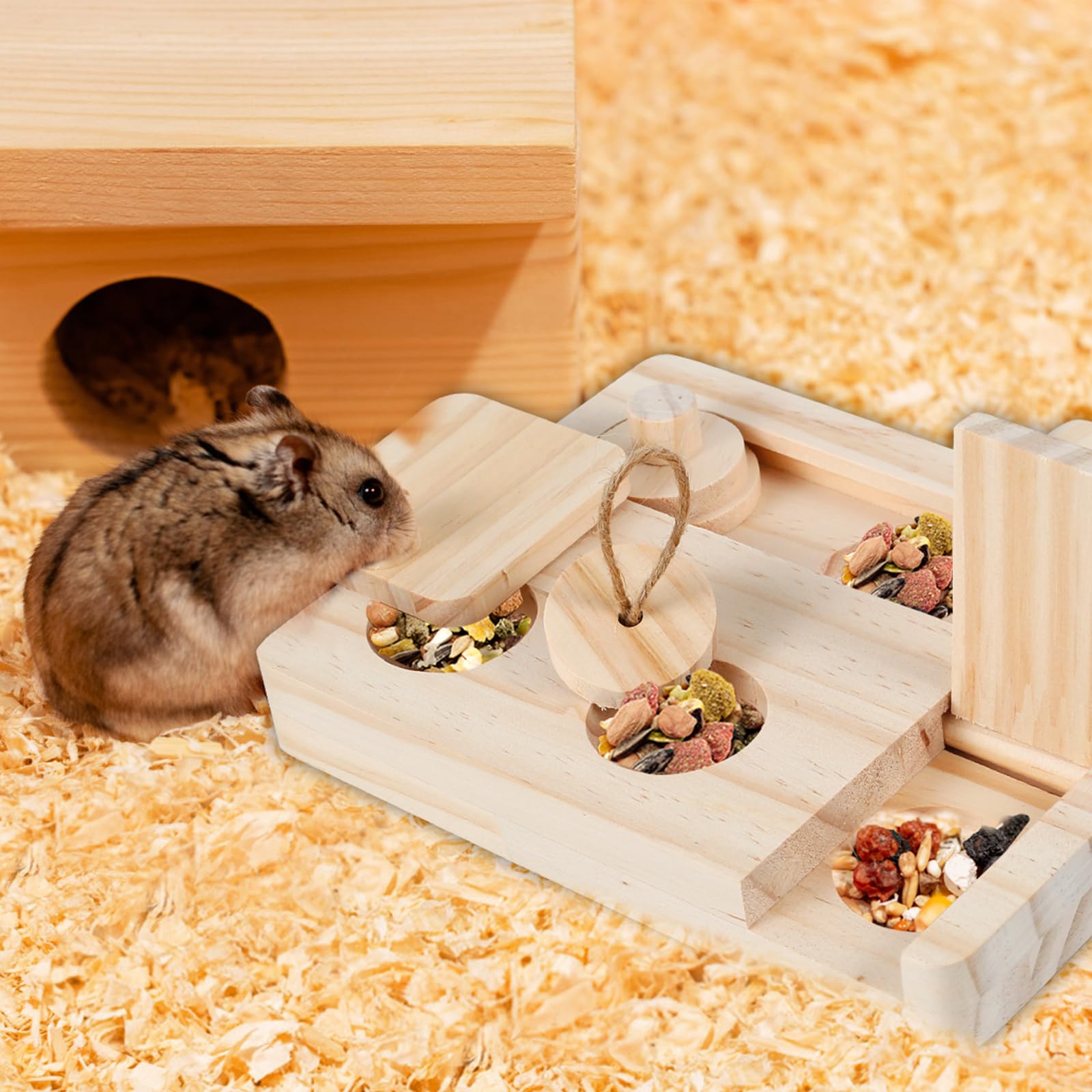 6 in 1 Wooden Small Animal Foraging Toy Set - Interactive Enrichment Toys for Hamsters, Guinea Pigs, Rabbits, Chinchillas & Gerbils - Perfect for Cage Play, Exercise & Mental Stimulation