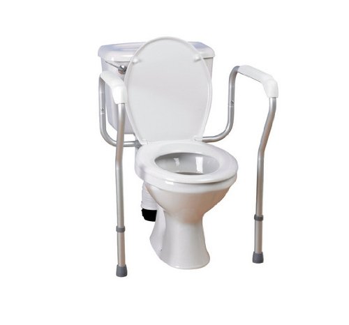 Adjustable Height Pan Fitted Toilet Frame - Mobility Aid for Elderly & Disabled - Bathroom Safety Support with Handrails - Ideal for Home Care & Assisted Living Facilities