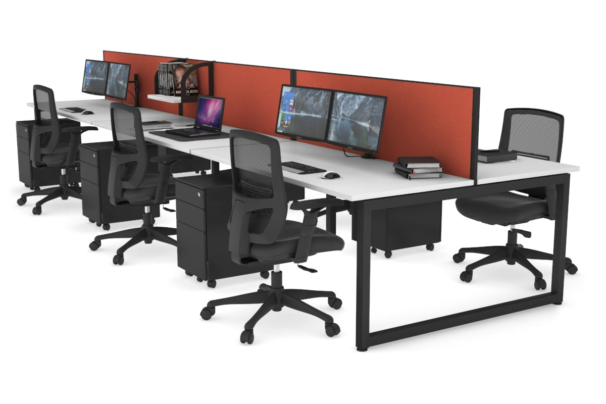 Quadro Loop Legs 6-Person Office Workstation Desk [1800L x 700W] - Modern Collaborative Workspace Solution for Team Projects & Open Office Layouts