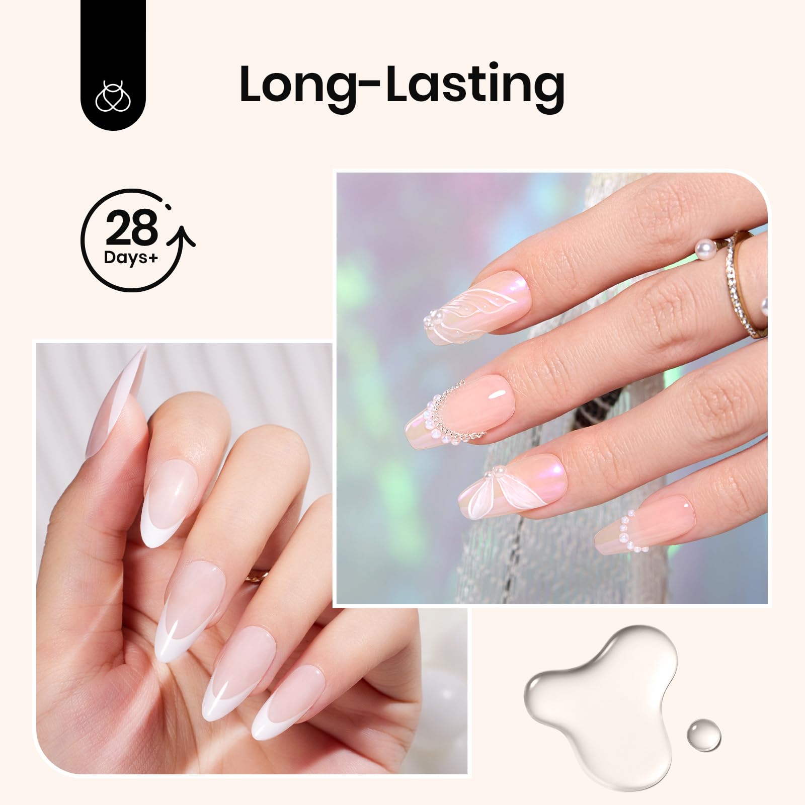 Beetles 2Pcs 10ml No Wipe Gel Base and Top Coat Set - Long Lasting Shine Finish, Soak Off LED/UV Lamp Compatible - Professional Clear Nail Polish for Gel Nail Art, DIY Manicure at Home - Perfect Gift for Women & Nail Enthusiasts