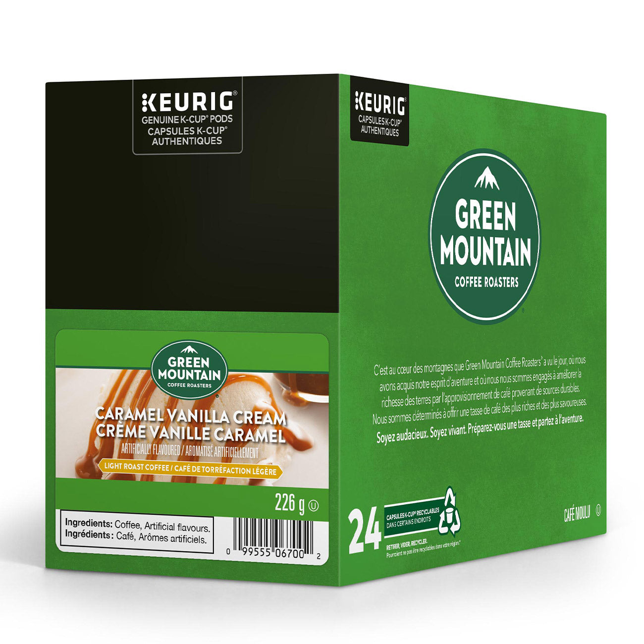 Green Mountain Coffee Caramel Vanilla Cream K-Cup® Pods 24 Pack - Single Serve Coffee Pods for Keurig Brewers - Perfect for Office, Home & Morning Coffee Break