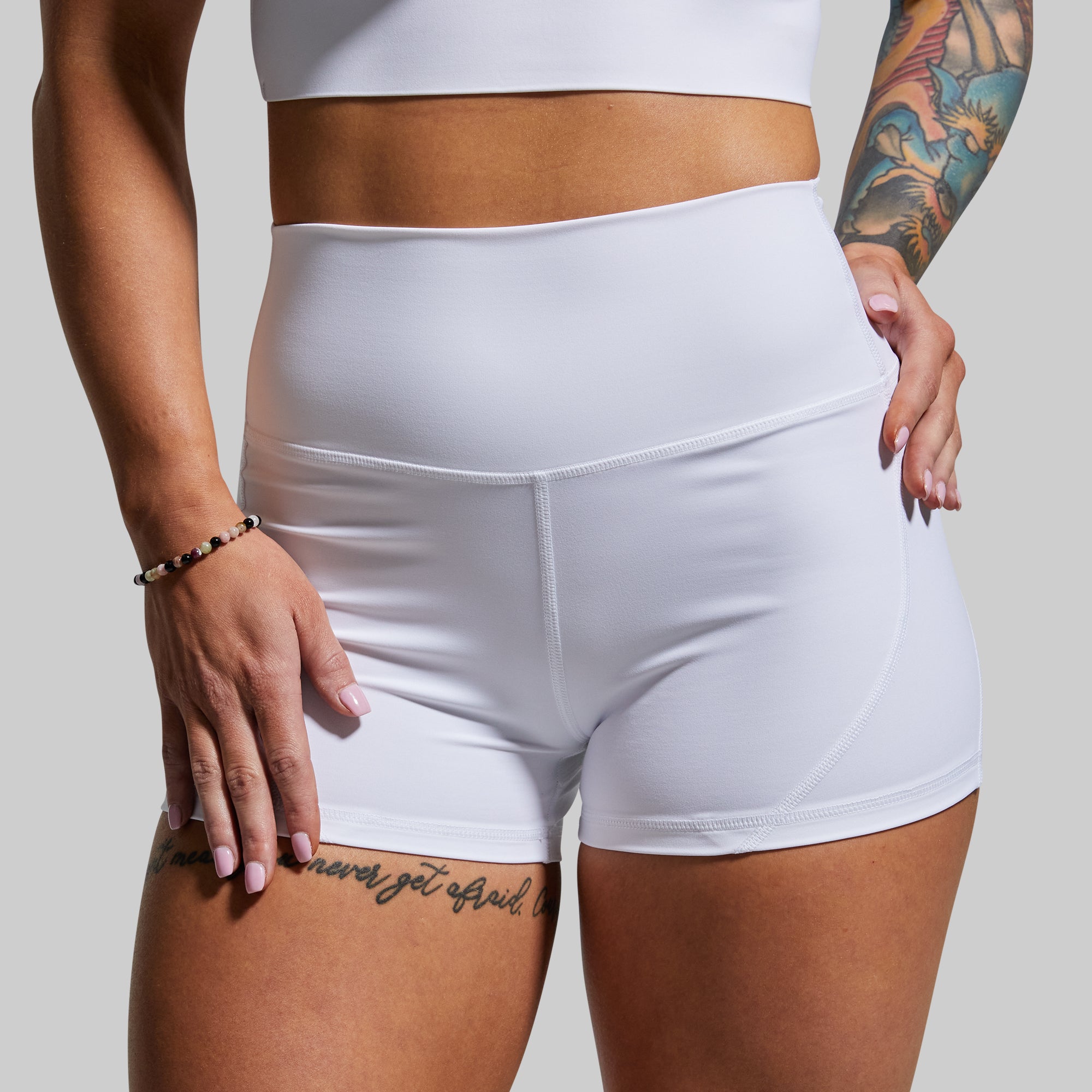 High Waisted Booty Shorts for Women - Sexy White Workout Shorts for Gym, Yoga & Summer Fashion