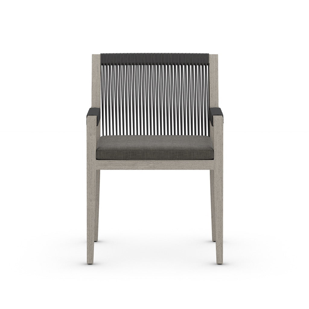 Sherwood Outdoor Dining Armchair - Weather-Resistant Weathered Grey/Charcoal Finish - Perfect for Patio, Garden, and Poolside Dining