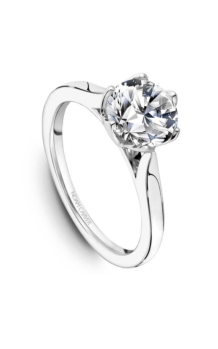 Noam Carver 14K White Gold Bridal Engagement Ring with Diamond Accents R078-01A - Perfect for Proposals, Weddings & Anniversary Gifts