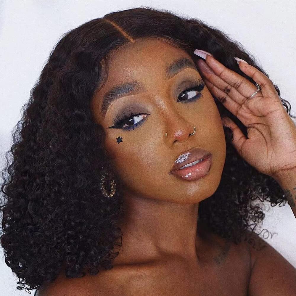 Imeya 180% Density 13x6 HD Lace Front Wig - Brazilian Virgin Human Hair Deep Wave Curly Wig with Pre-Plucked Baby Hair & Transparent Lace for Black Women (18 Inch) - Perfect for Daily Wear, Special Occasions & Protective Styling