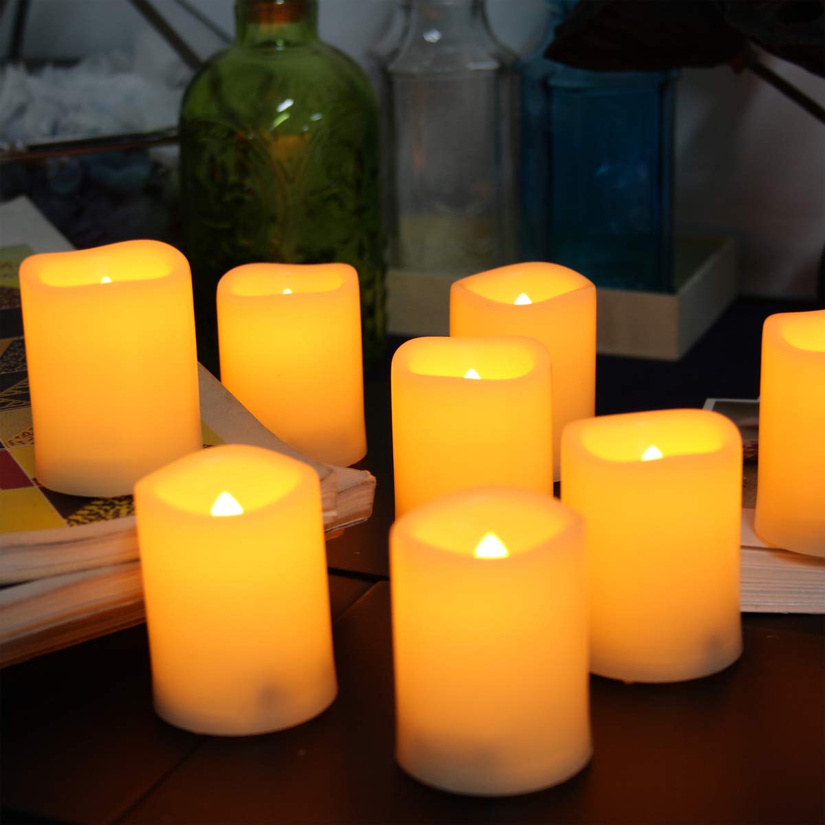 Realistic Flameless LED Candles - Battery Operated Flickering Votive Tea Lights with Remote Control | 200 Hours Runtime & 4/8 Hour Timer | Pack of 12 | Perfect for Home Decor, Weddings, and Romantic Dinners