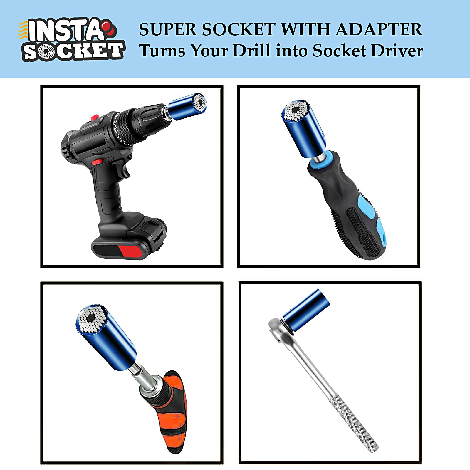 Insta Socket Universal Adapter - Set of 2 for Most Devices | Perfect for Travel, Home & Office Use