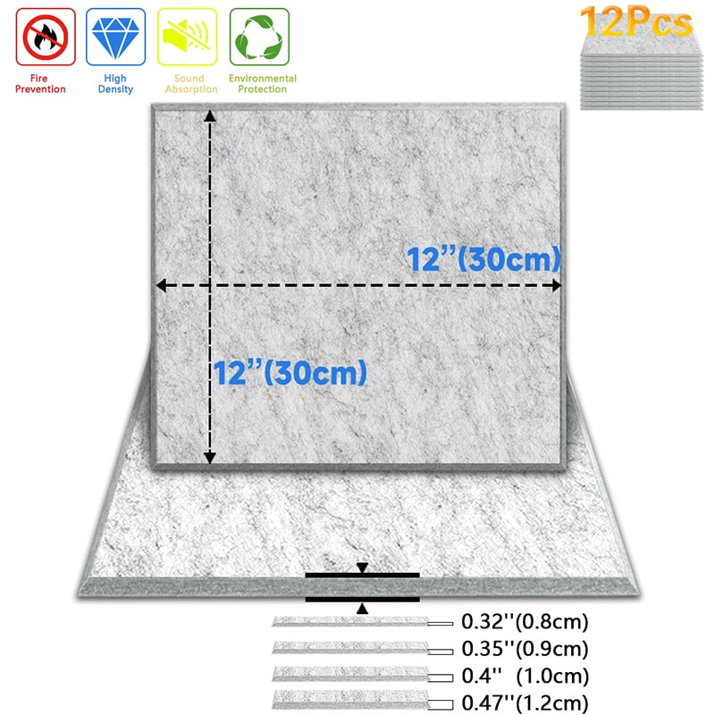 Acoustic Insulation Panel Tiles - Premium Soundproof Wall Panels for Home Studio, Office & Theater Noise Reduction | High Density Foam Panels for Better Sound Absorption