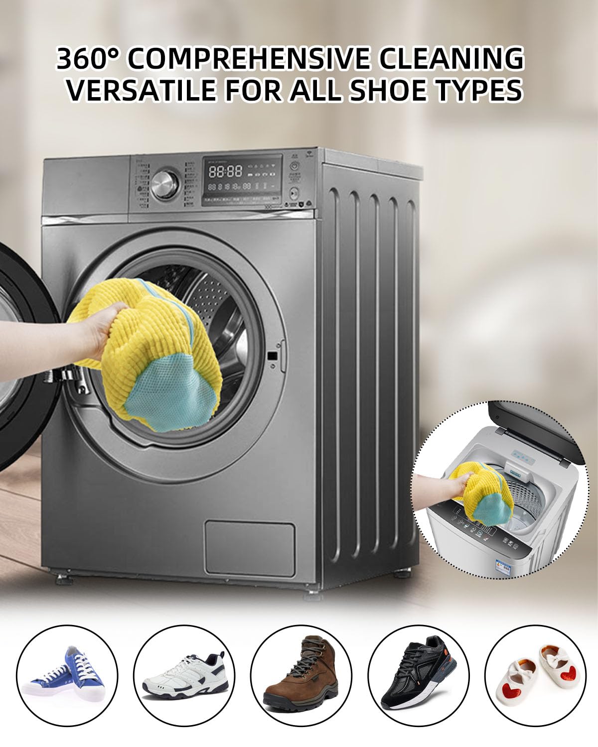Reusable Shoe Washing Machine Bag 2 Pack - Durable Laundry Shoe Bag for Washer & Dryer | Perfect for Sneakers, Running Shoes & Sports Gear | Keep Shoes Clean & Protected During Washing