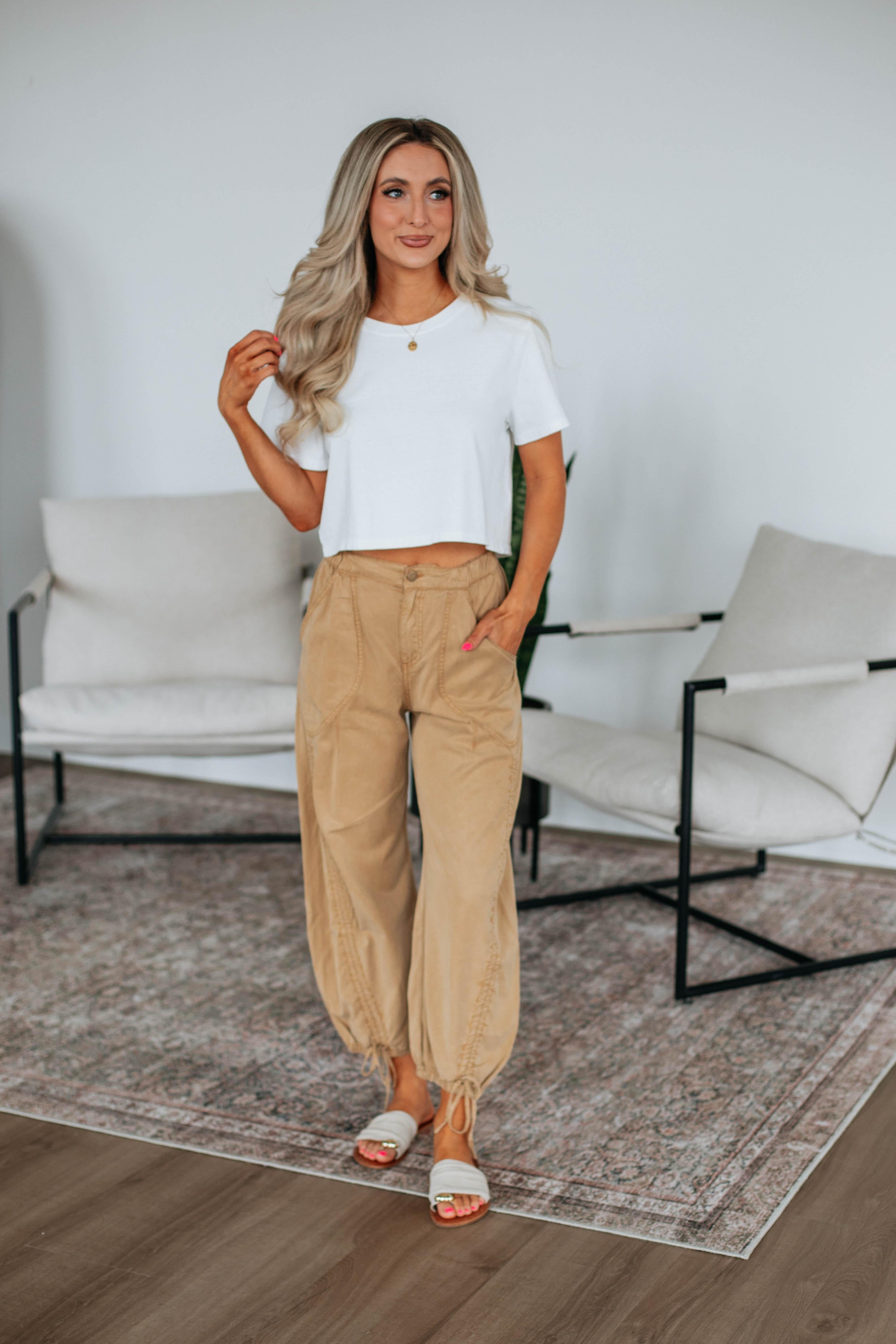 Chrissi Women's Casual Pants in Camel Color - Comfortable High-Waisted Trousers for Work, Travel & Everyday Wear