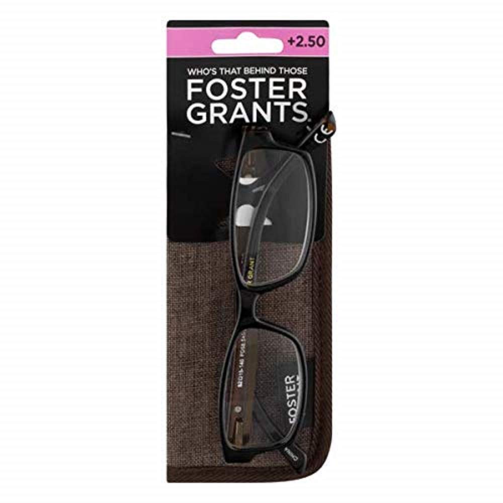 Foster Grant Truman TOR Reading Glasses +2.50 Strength with Protective Case - Perfect for Reading Books, Using Smartphones & Computer Work