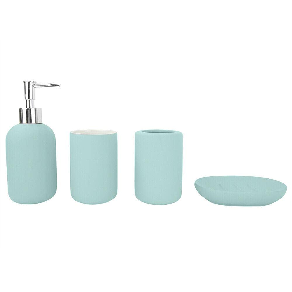UPN 4-Piece Non-Slip Ceramic Bathroom Accessory Set - Durable & Stylish Blue Bathroom Decor for Showers, Bathtubs, and Vanities - Perfect Housewarming Gift for Modern Homes