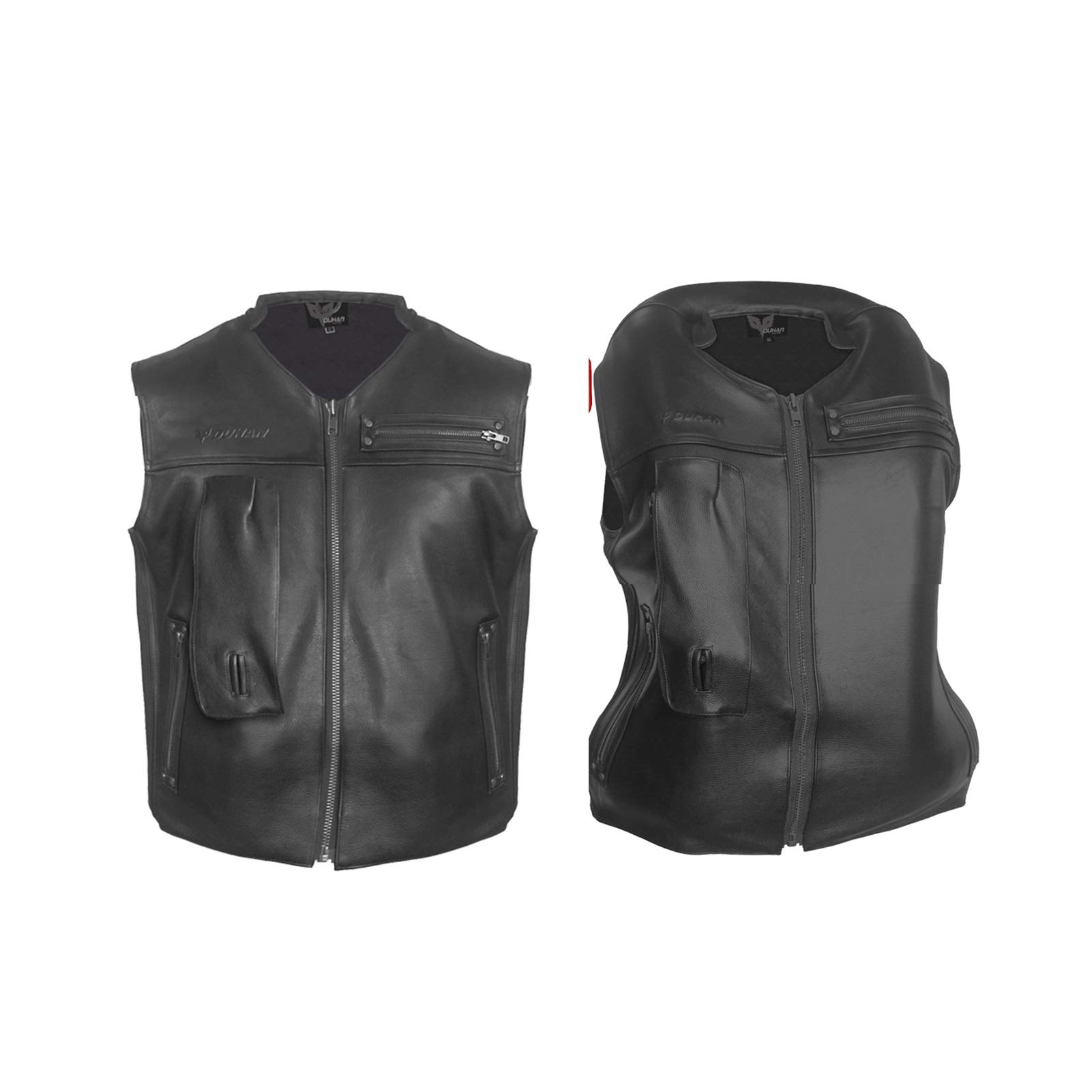 Black Leather Motorcycle Airbag Vest - Durable Cowhide for Outdoor Riding