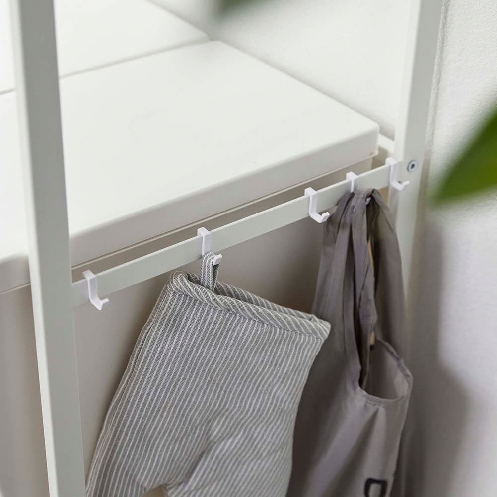 Yamazaki 5326 Expandable Trash Can Organizer - White Kitchen Storage Rack with Hooks, 16.7-29.9