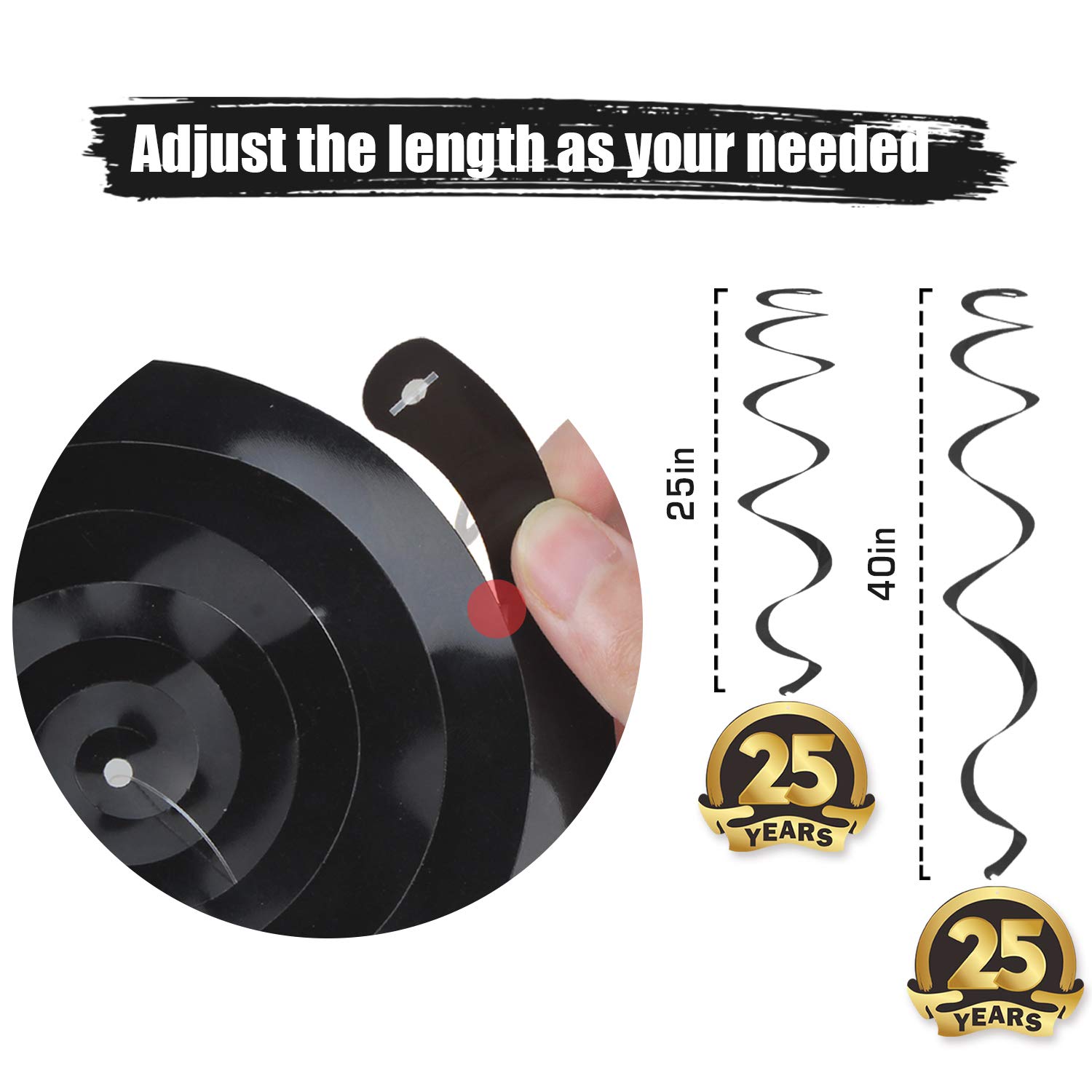 LINGTEER 25th Birthday Party Decorations Set - Happy Birthday Banner, Swirl Streamers, Hanging Backdrop for 25 Years Old Celebration | Perfect for Birthday Parties, Anniversaries & Milestone Events