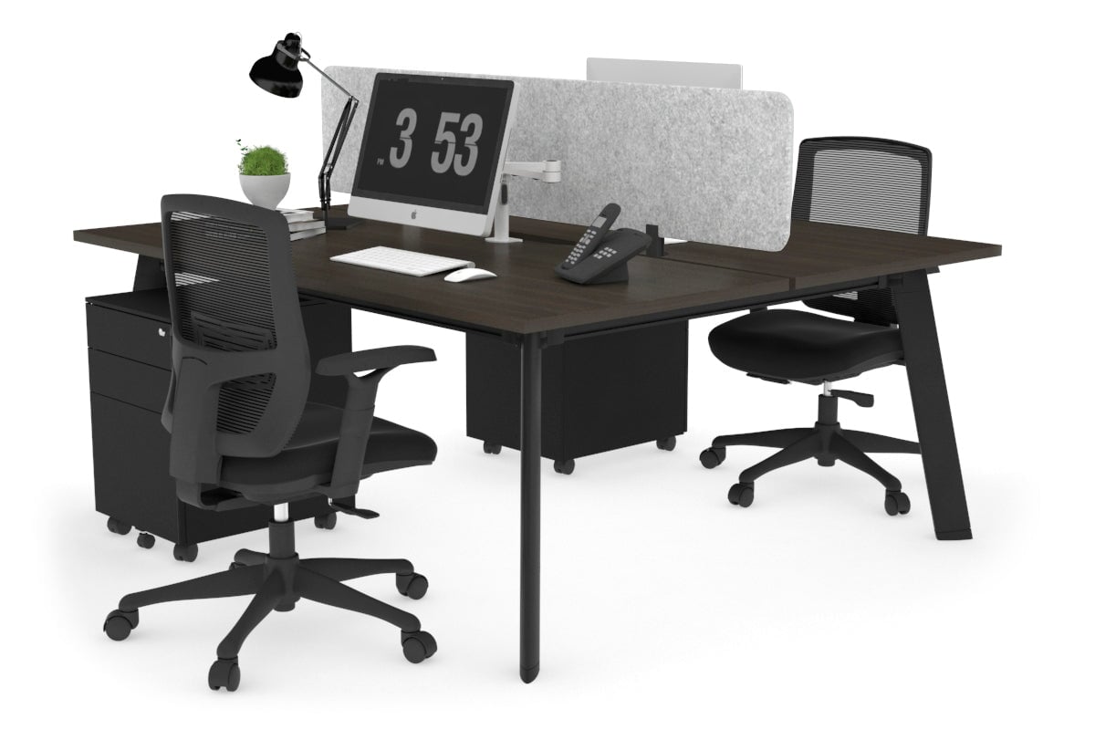 2 Person Workstation with Black Frame - 1200L x 800W Office Desk with Cable Management | Perfect for Home Office, Coworking Spaces & Small Business Teams
