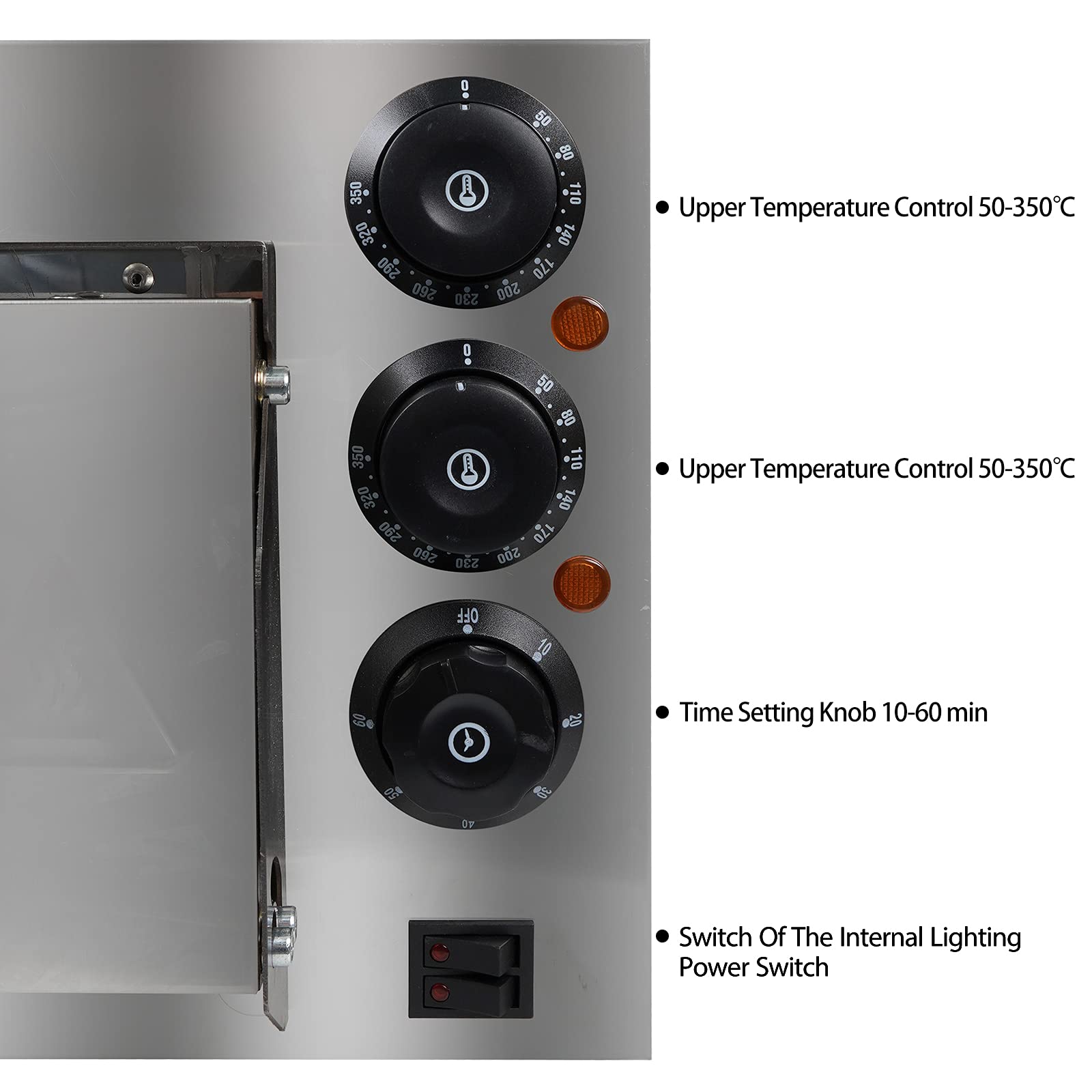 Commercial Electric Pizza Oven 16 Inch - 1400W Countertop Pizza Maker with 20L Capacity, Stainless Steel Single Deck Toaster & Broiler for Restaurant, Home & Bakery - Perfect for Pizzas, Snacks, Baking & Broiling
