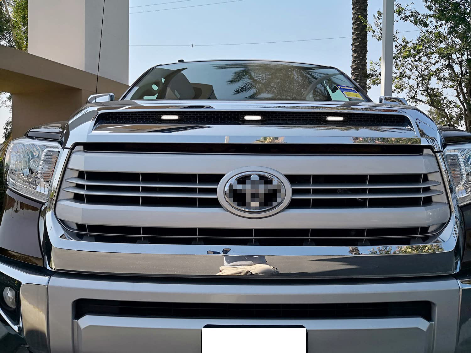 3-Piece Smoked Lens White LED Raptor Style Grille Running Lights for 2014-2021 Toyota Tundra - Off-Road & Night Driving Enhancement