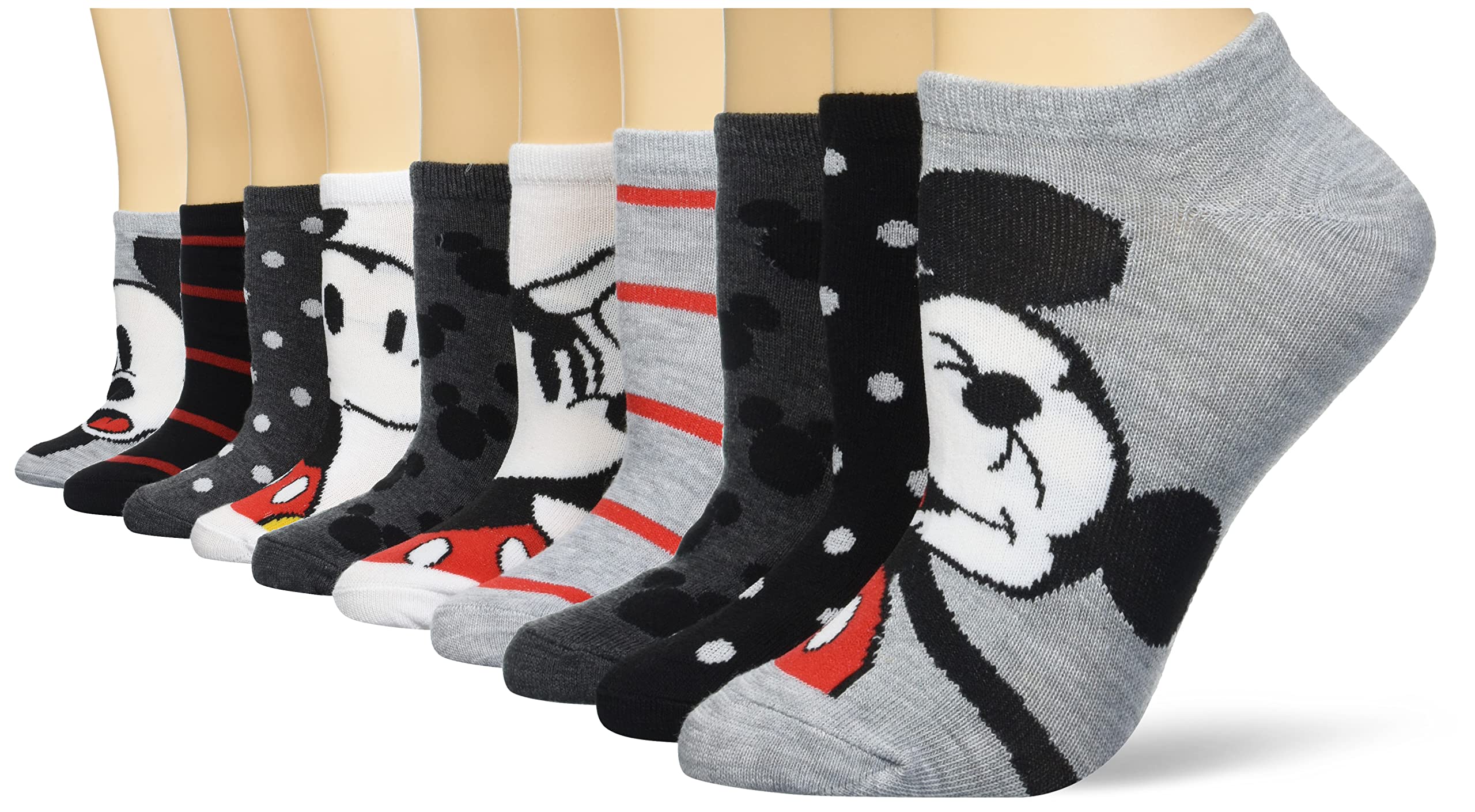 Mickey Mouse No Show Socks for Women - Disney Cute Invisible Low Cut Socks - Perfect for Sneakers, Flats & Casual Shoes