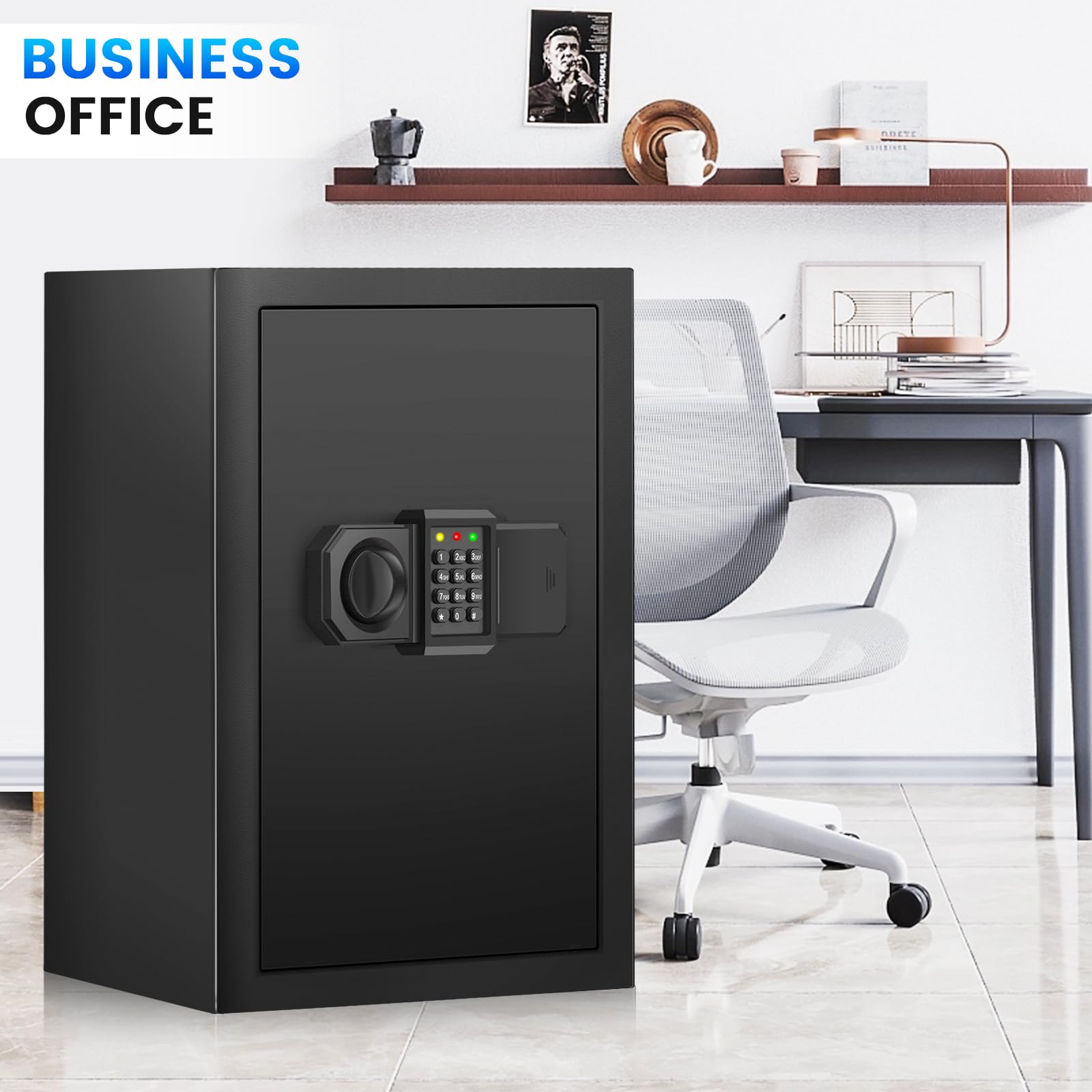 4.2 Cu Ft Fireproof Safe Box - Digital Keypad, Alarm System & Spare Keys - Waterproof & Anti-Theft Security Safe for Home, Office (Documents, Jewelry, Cash Protection)