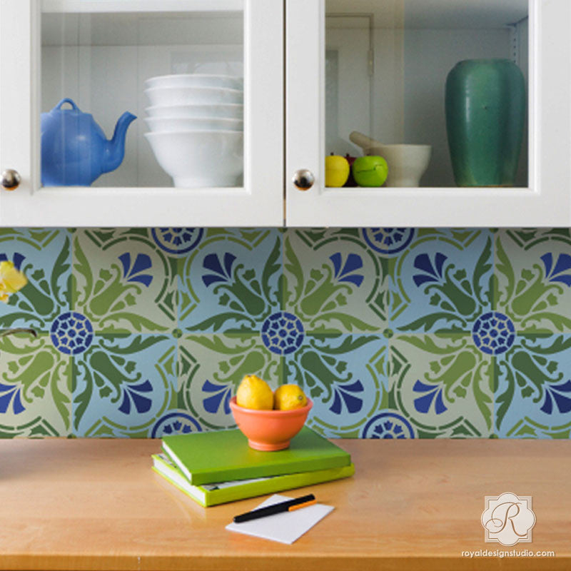 Majorca Tile Stencil - Reusable DIY Mosaic Painting Template for Floors, Walls & Furniture - Perfect for Home Decor, Bathroom Renovation & Craft Projects