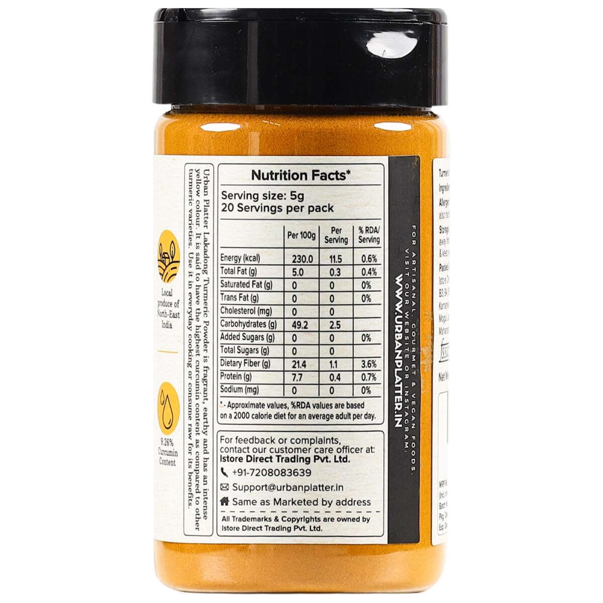 Organic Lakadong Turmeric Powder - 100g Shaker Jar | High Curcumin Content | Grown in Northeast India | Perfect for Golden Milk, Cooking & Skincare