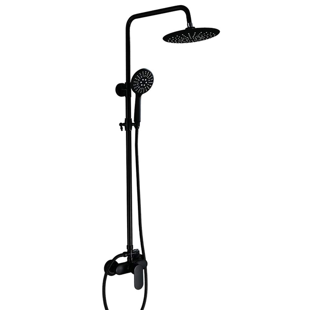 Premium Black Copper Pressurized Shower Set - High Pressure Rainfall Showerhead with Handheld Spray for Luxurious Bathroom & Hotel Experience