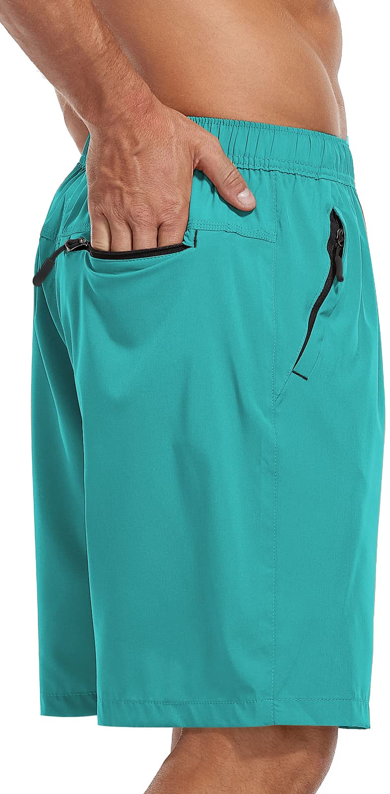SPOSULEI Men's Quick-Dry Hiking Shorts - Water Resistant Lightweight Athletic Shorts with Zipper Pockets for Outdoor Running, Camping & Travel