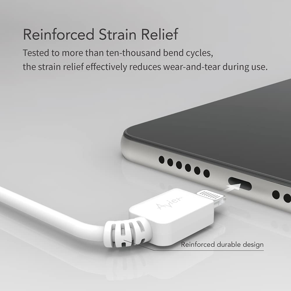 Avier Color Mix 3-Pack USB C to Lightning Cable [3ft/6ft] - MFi Certified Fast Charging Cable for iPhone 12/11/X/8, iPad & AirPods Pro - Power Delivery Charger for Home, Office & Travel (Black)