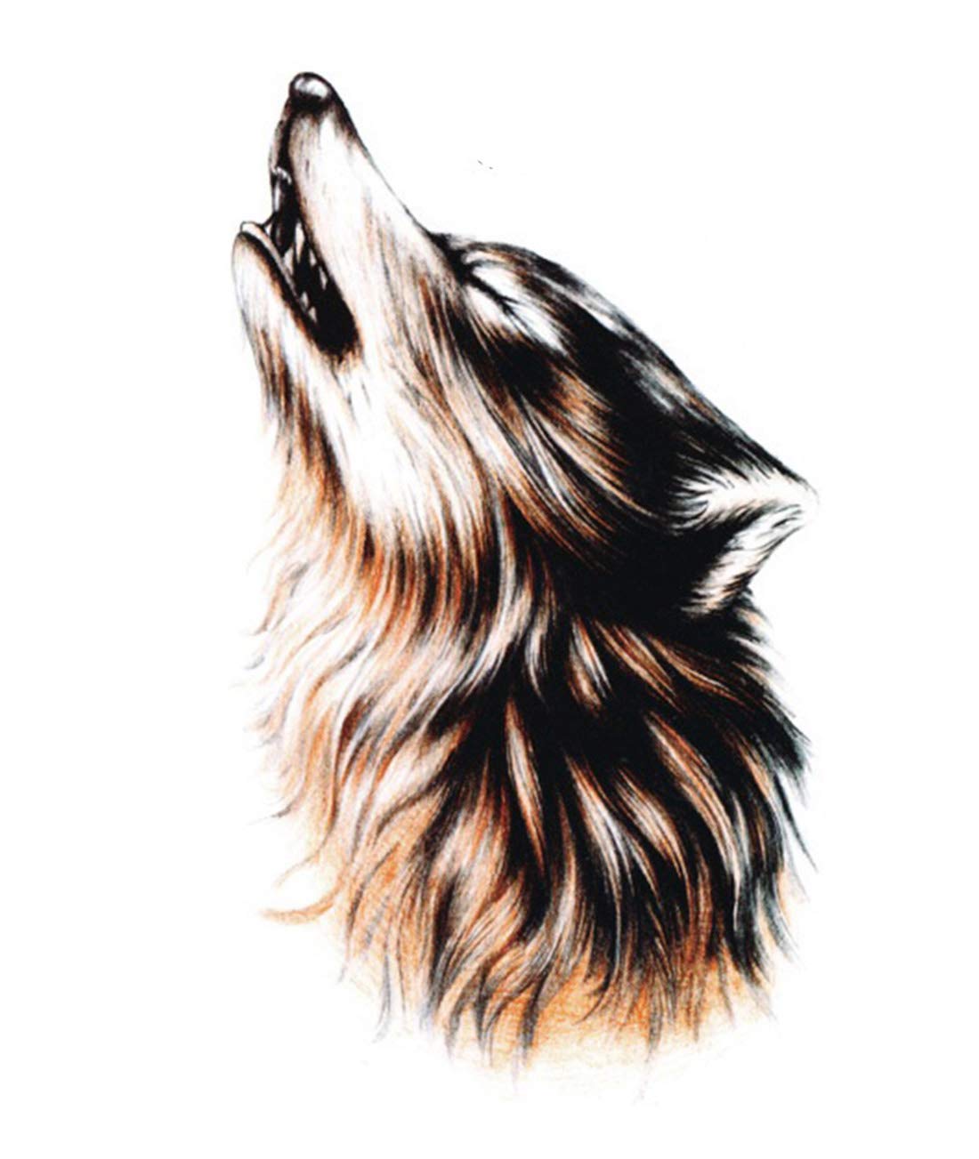3D Big Wolf Face Temporary Tattoo Sticker for Women & Men - 21x15CM Realistic Fake Tattoo - Perfect for Halloween, Cosplay, Parties and Costume Events - 1PC