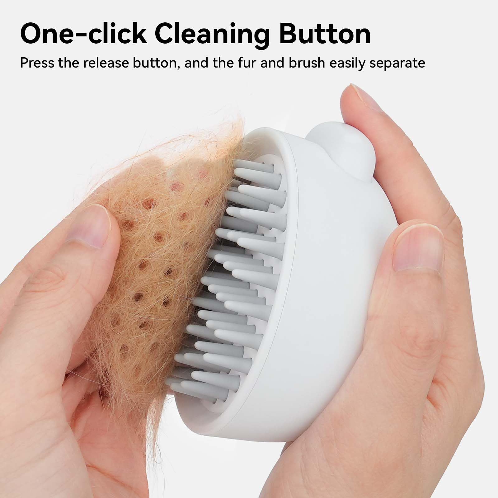 Aumuca Soft Silicone Cat Brush & Dog Brush for Grooming & Massage - Gentle Pet Hair Brush with Release Button for Short to Medium Haired Cats, Dogs, Rabbits - Perfect for Indoor Pets & Stress-Free Grooming Sessions (White)