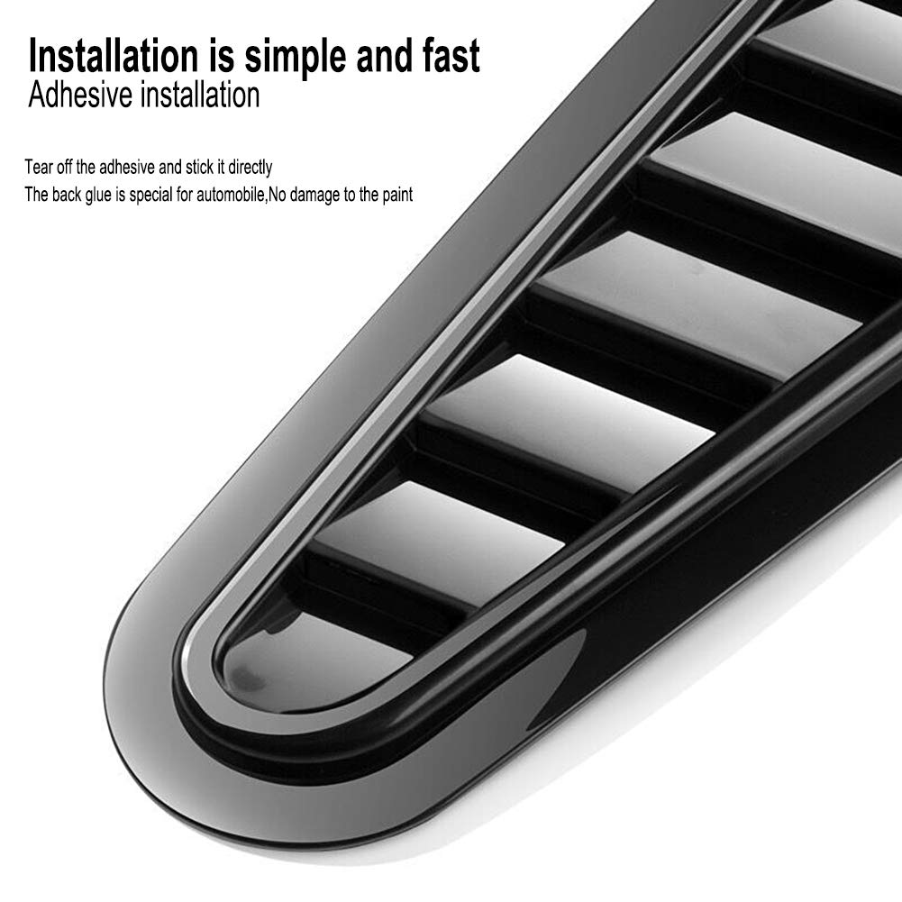 2 Pieces Universal Car Intake Scoop Turbo Bonnet Vent Cover - Black Air Flow Intake Decorative Hood Scoop for All Cars & SUVs | Enhances Engine Cooling & Adds Sporty Style to Your Vehicle