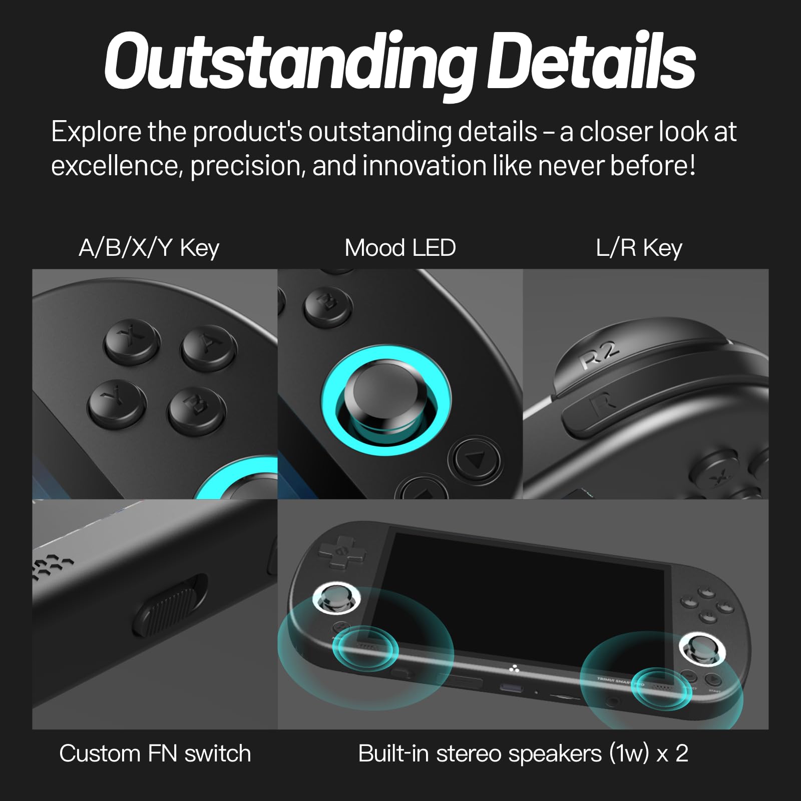 **Smart Pro Retro Game Console - 4.96-Inch 720x1280 IPS Screen, Built-in 64GB TF Card, 5000mAh Battery, Supports Multiple Emulators - Portable Handheld Gaming Device for Travel & Home Entertainment (Black)**    **Usage Scenarios:** Perfect for nostalgic gaming on the go, long flights, road trips, or cozy home gaming sessions with classic titles.