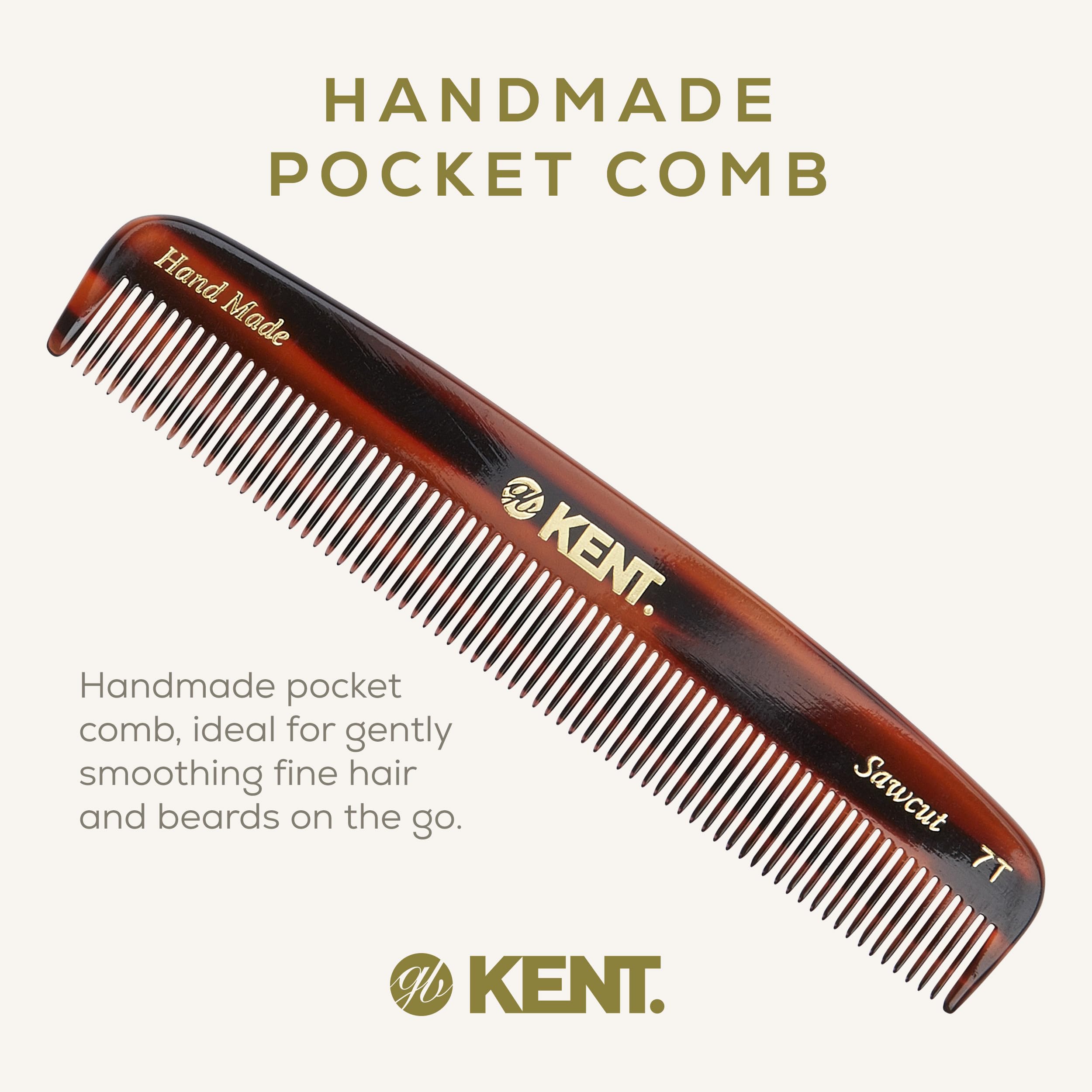 Kent Handmade Wooden Combs for Men & Women - Small Size Detangling Comb for Coarse & Fine Hair - Perfect for Travel, Home & Salon Use