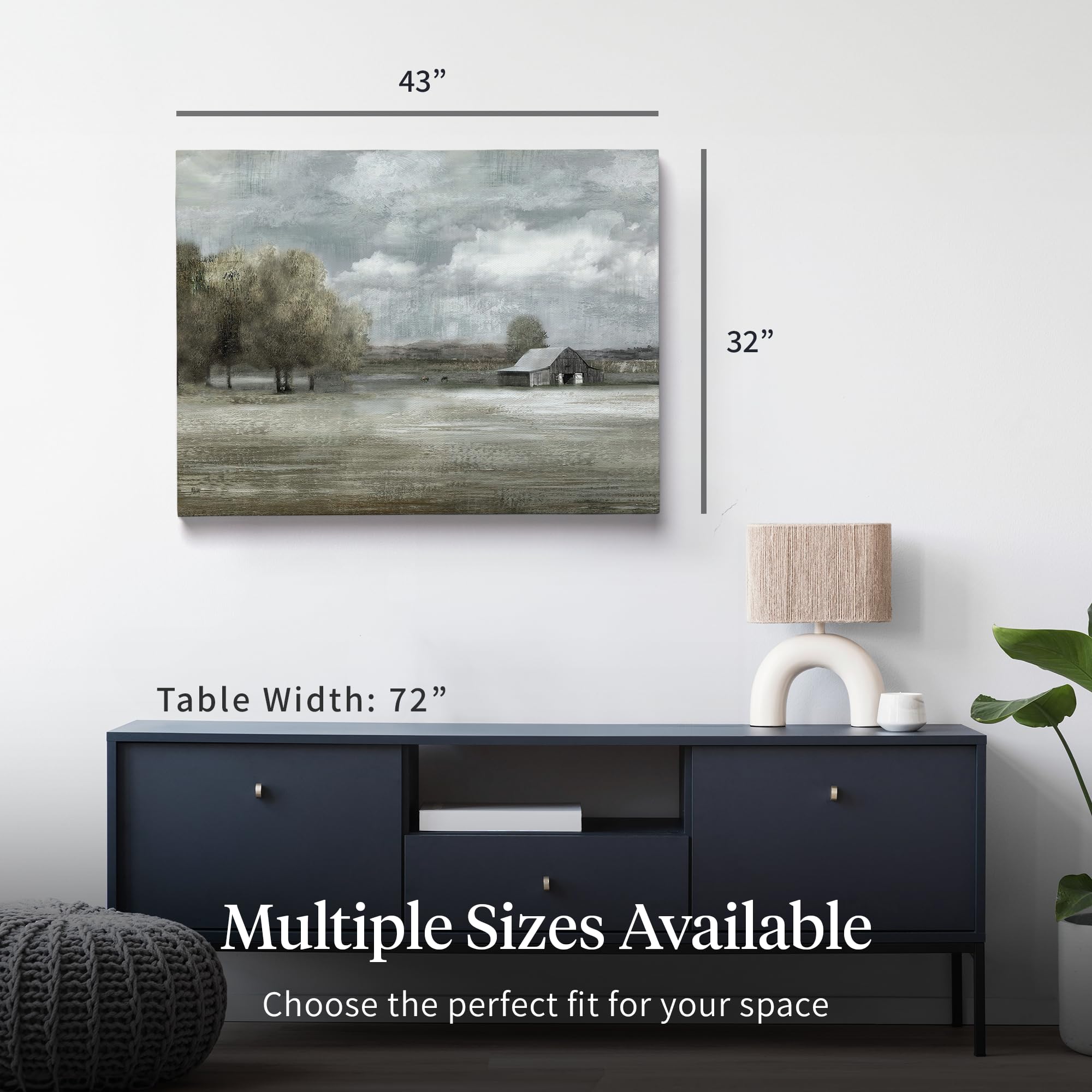 Farmhouse Country Quiet Canvas Wall Art Print - 43x32 Inch Handmade Fine Art by Artist Nan - Perfect for Living Room, Bedroom, Home & Office Decor