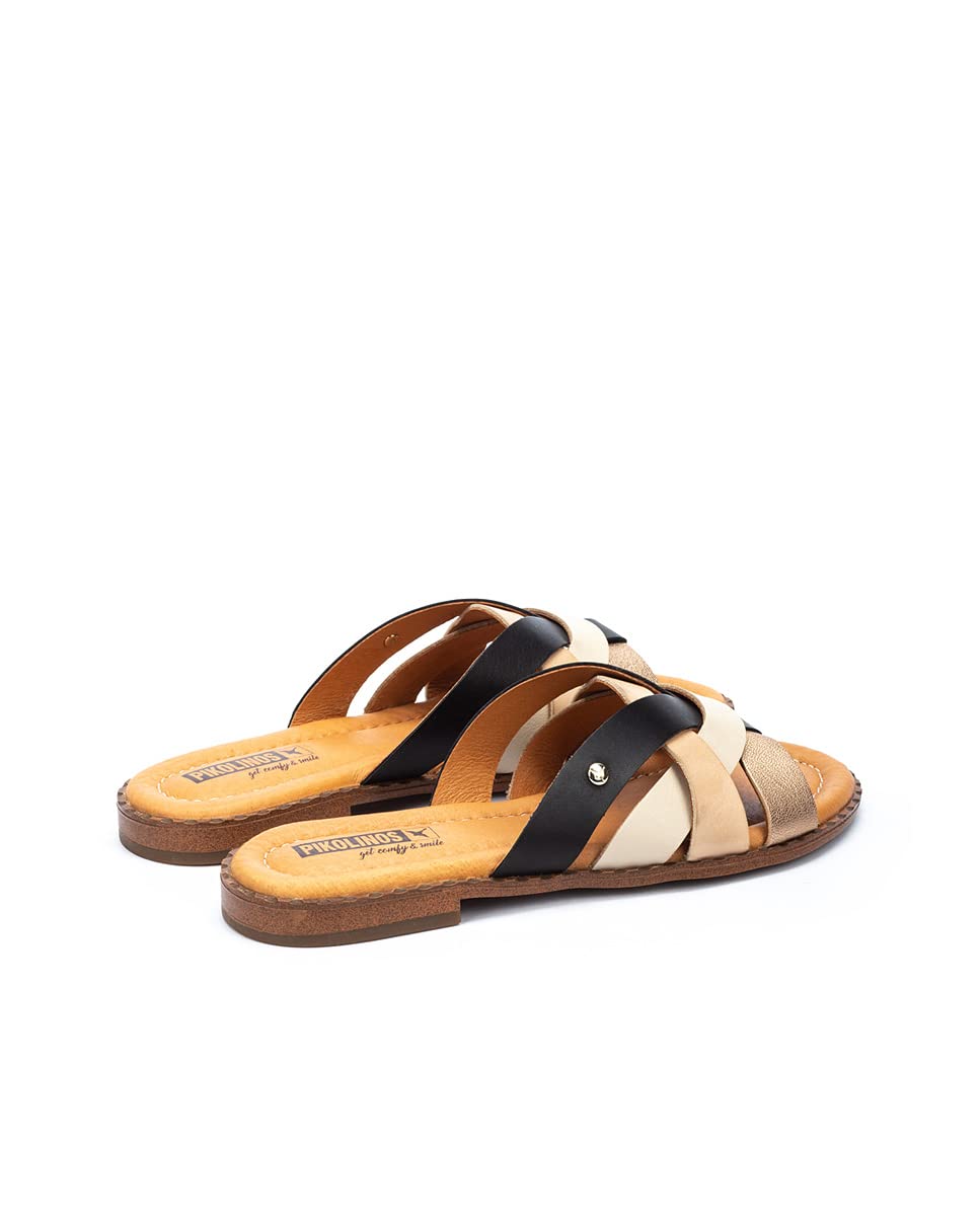 PIKOLINOS Women's Leather Flat Sandals - Comfortable Algar Style for Casual Wear, Beach & Summer Outfits
