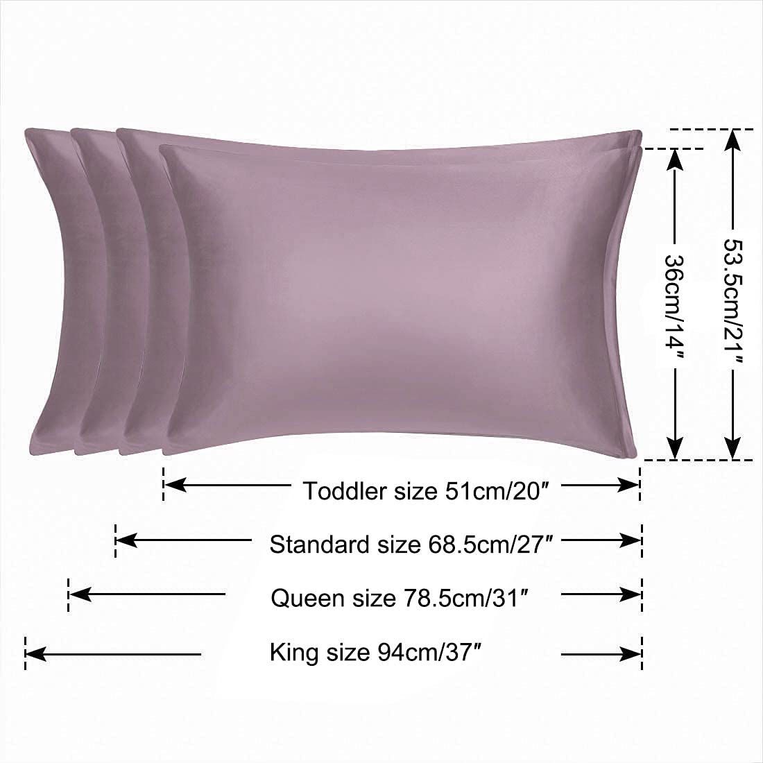 Luxury Queen Satin Pillowcase Set of 2 with Zipper - Super Soft Silky Pillow Covers 21x31 Inches in Mauve for Bedroom, Hotel, and Gift Giving