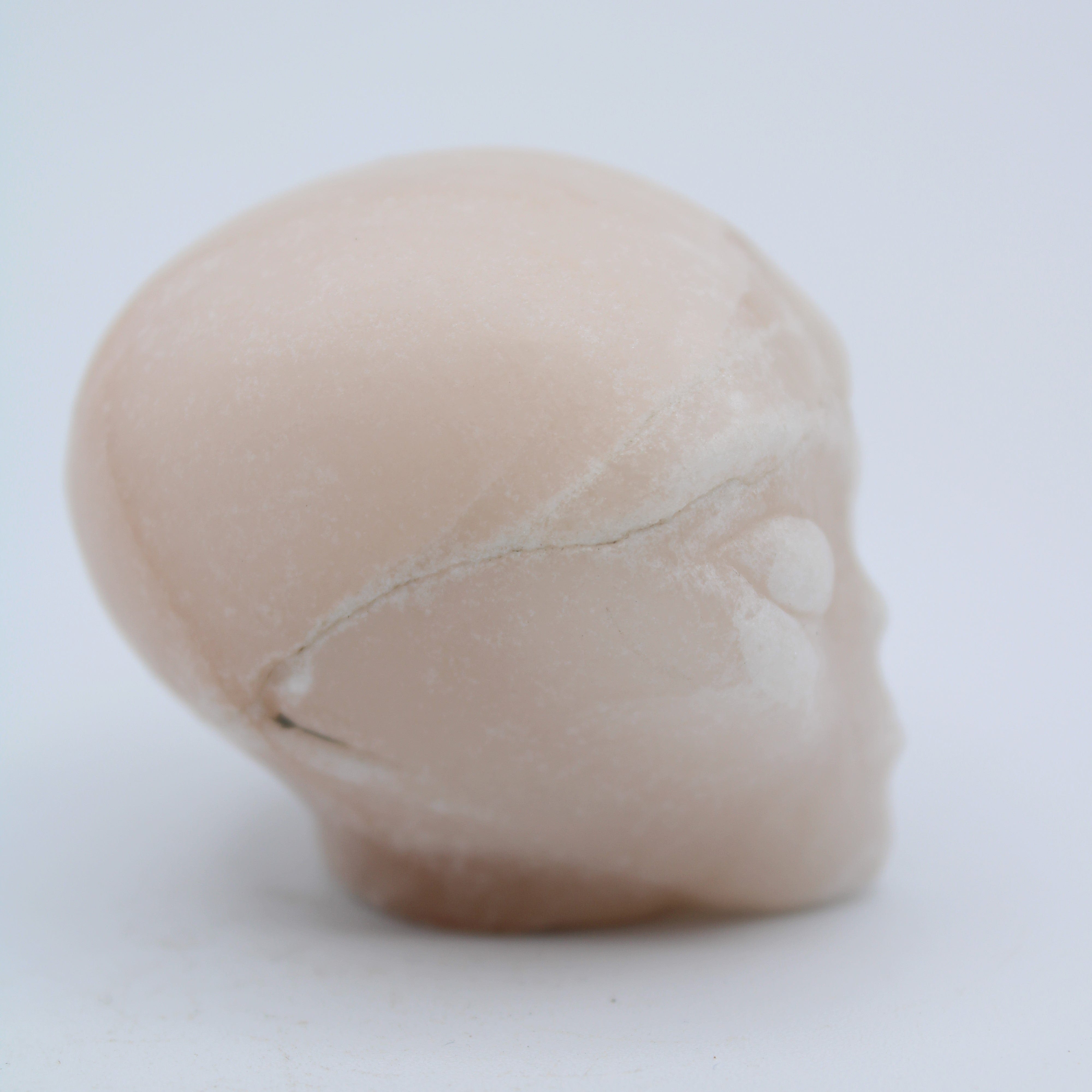 Calcite Alien Head Carving - Unique Handmade Stone Sculpture for Home Decor, Office Display & Gift Giving